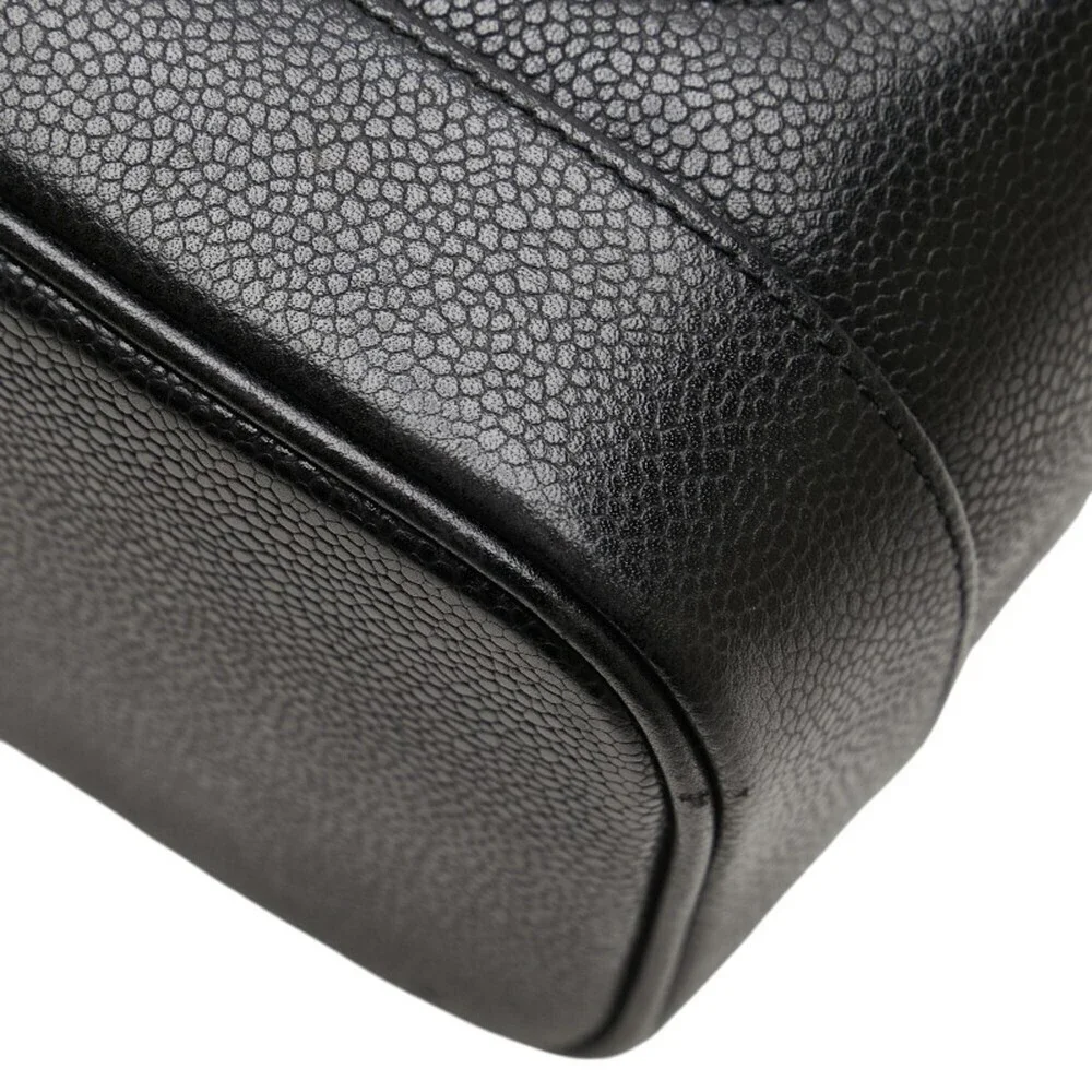 CHANEL Black Caviar Leather Logo Pouch